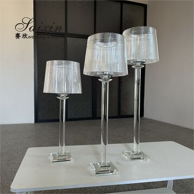Unique Candle Stand Wedding Table Decoration Clear Crystal Candle Holder