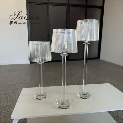Unique Candle Stand Wedding Table Decoration Clear Crystal Candle Holder