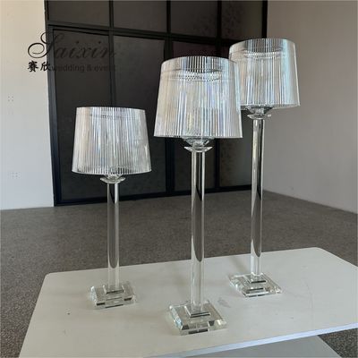 Unique Candle Stand Wedding Table Decoration Clear Crystal Candle Holder