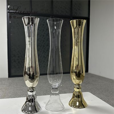 Wholesale Tall Wedding Decoration Centerpiece Gold Glass Wedding Flower Vase