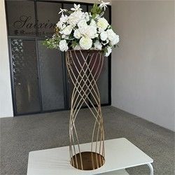 Ceremony Wedding Flower Stand Decoration Metal Table Centerpiece Gold Crystal 108CM