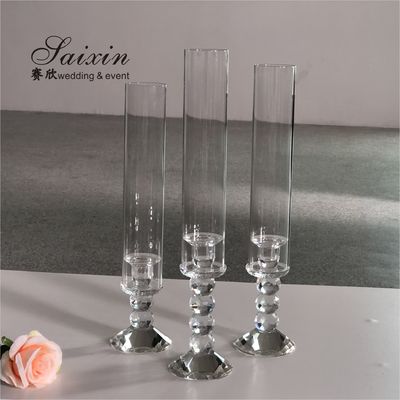 Candelabra Wedding Candle Holders Clear Crystal Candle Holder Centerpieces 50cm