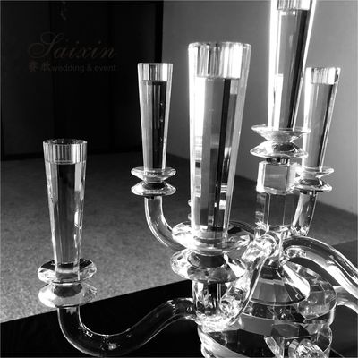 9 Branch Crystal Glass Candelabra Crystal Candle Stands For Home Decor 55CM