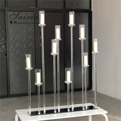 10 Candle Holder Stand Crystal Gold Table Decor 10 Arm Glass Candelabra 145cmx100cm