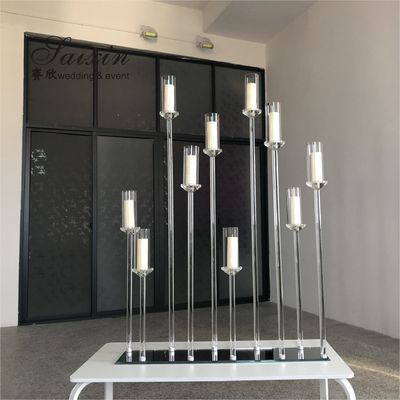 10 Candle Holder Stand Crystal Gold Table Decor 10 Arm Glass Candelabra 145cmx100cm