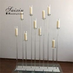 10 Candle Holder Stand Crystal Gold Table Decor 10 Arm Glass Candelabra 145cmx100cm