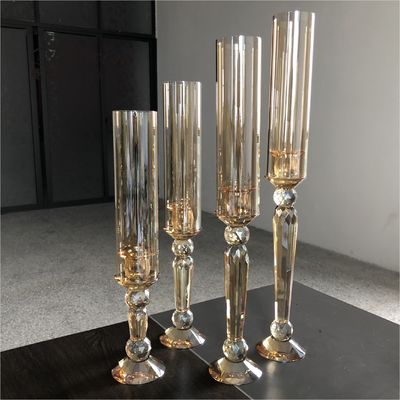 Gold Crystal Candle Holder Set Candlestick A Set Of 4 Pieces Champagne 55cm