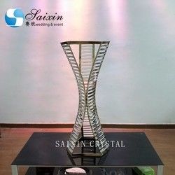 ZT-538B  Latest triangle design black flower stand with crystal Prisms for wedding centerpieces