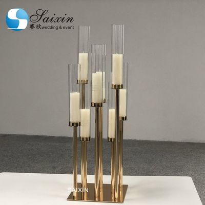 Taper Antique Metal And Crystal Candelabra Gold Black Stick Candle Holders 5 Arm