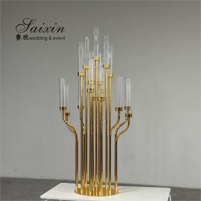 ZT-586 New tall 17arms wedding candelabra centerpieces gold candle holders