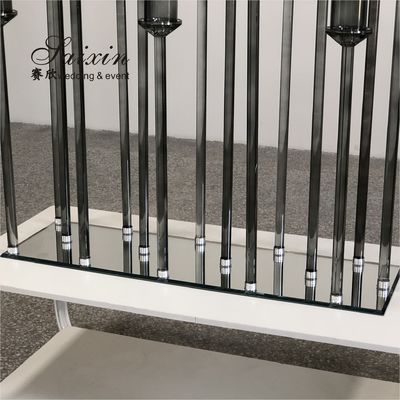 Luxury new design 15 branches holder gray crystal stands for international wedding decorative