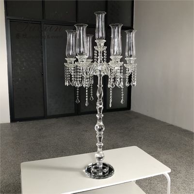 Hot custom wedding decoration centerpieces long stem 7 arms  crystal candle holder