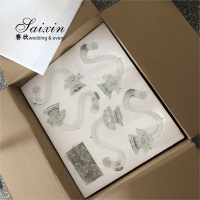 Hot custom wedding decoration centerpieces long stem 7 arms  crystal candle holder