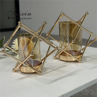 Wholesale wedding centerpieces single gold candle holder for event decor