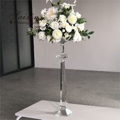 Chic event decoration centerpieces tall clear crystal flower stand vase for weddings