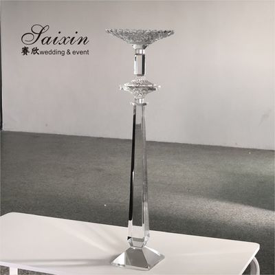 Chic event decoration centerpieces tall clear crystal flower stand vase for weddings