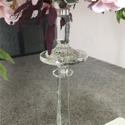 Chic event decoration centerpieces tall clear crystal flower stand vase for weddings