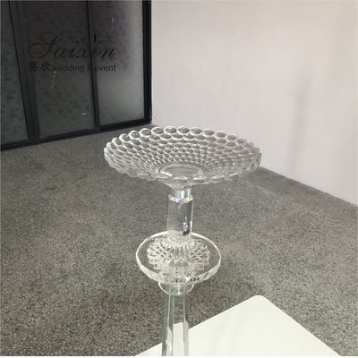 Chic event decoration centerpieces tall clear crystal flower stand vase for weddings