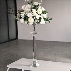 Chic event decoration centerpieces tall clear crystal flower stand vase for weddings