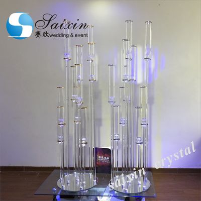 Wholesale long stem black crystal candelabra for wedding centerpiece