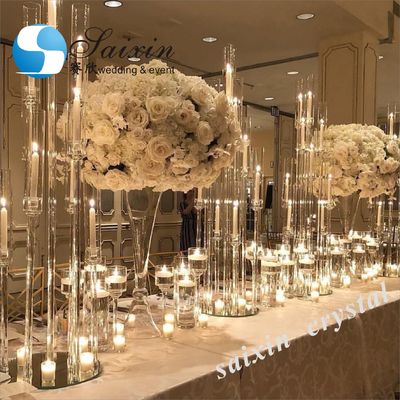 Wholesale long stem black crystal candelabra for wedding centerpiece