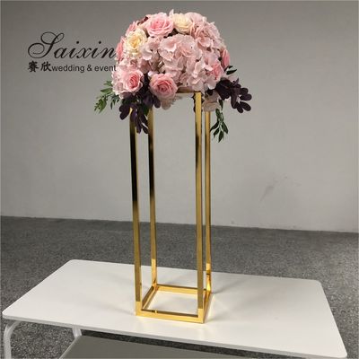 ZT-369  Hot sale  square  gold metal flower stand for wedding decoration