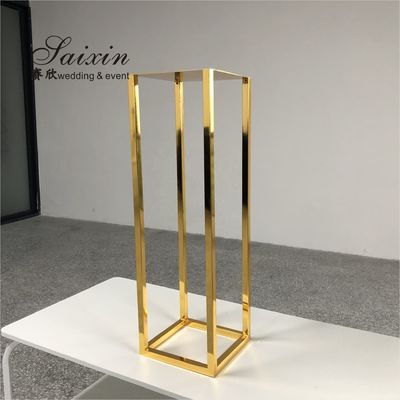 ZT-369  Hot sale  square  gold metal flower stand for wedding decoration