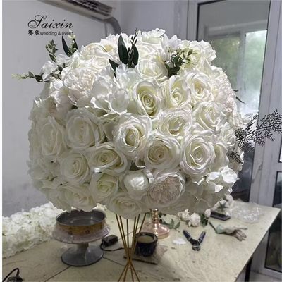 High Quality Wedding Artificial Flower Ball Custom Size Fit Table Centerpiece White Wedding Artificial Flower