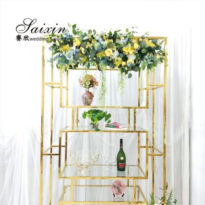 Flower Decoration Backdrop For Engagement Stage Backdrop Shelves Stainless Steel Wall Shelf