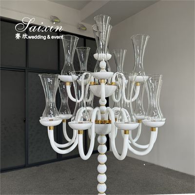 Saixin Design Tall Wedding Centerpiece candelabra Crystal White 16 Arms Candle holders