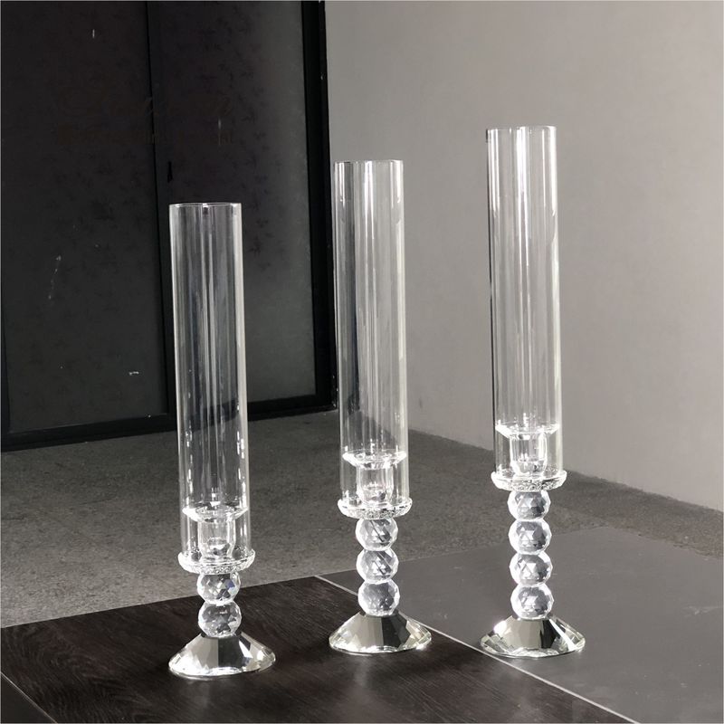 Candelabra Wedding Candle Holders Clear Crystal Candle Holder Centerpieces 50cm