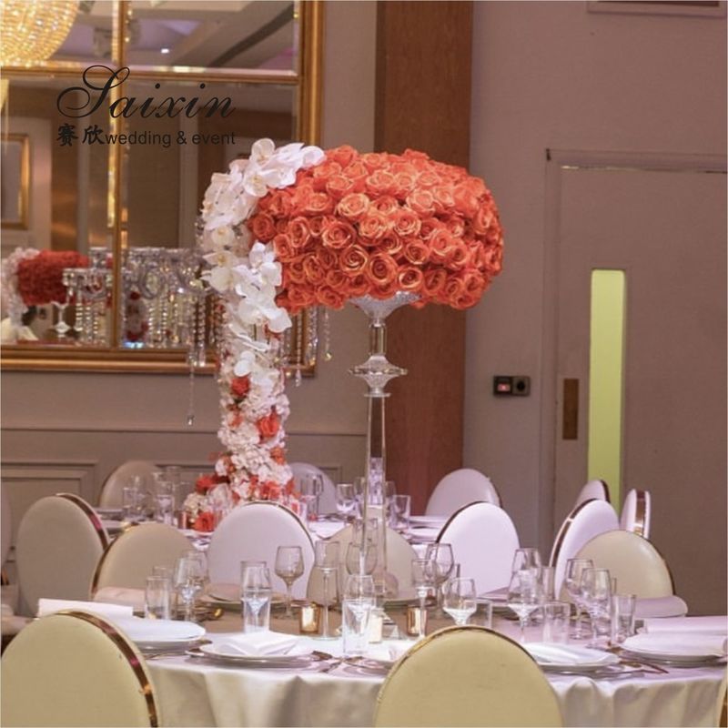 Chic event decoration centerpieces tall clear crystal flower stand vase for weddings