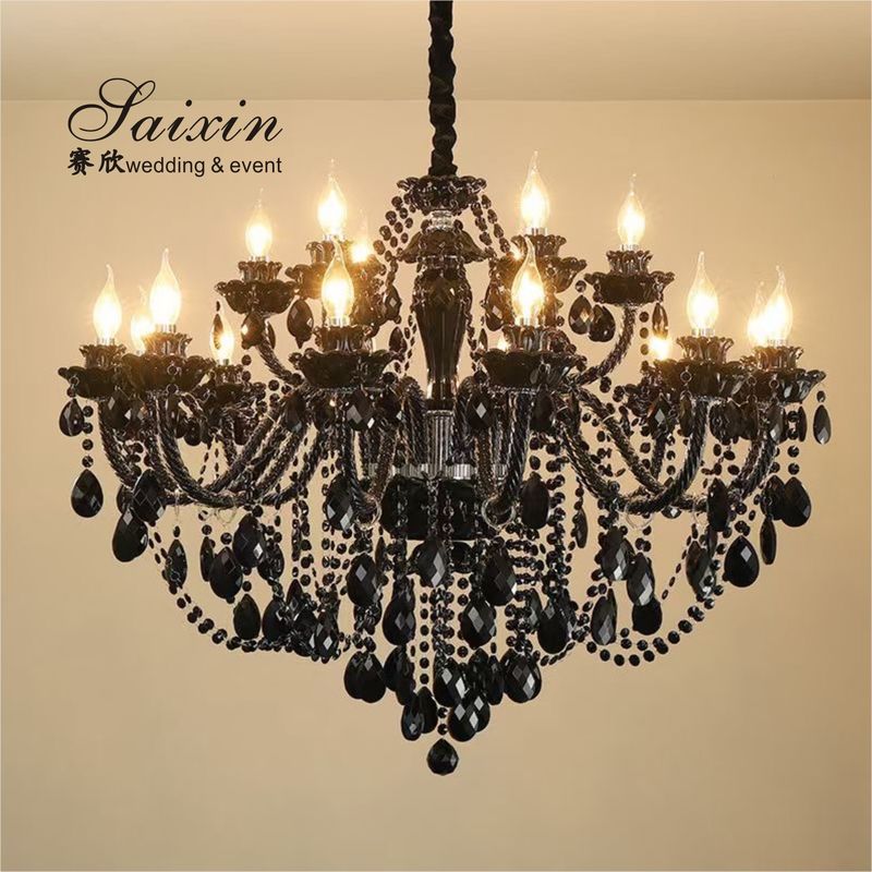 Luxury Crystal Chandelier Light Ceiling Wedding Event Decor Lighting Black