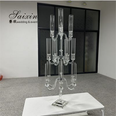 15 Armas Portadores de velas huracanes de vidrio candelabros para piezas centrales de la boda