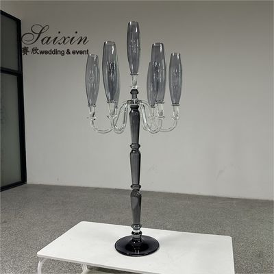ZT-593B Saixin gran 7 brazos cristal candelabro elegante gris humo de color para los centros de la boda