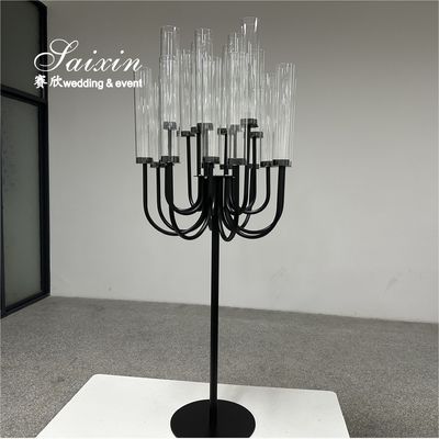 Nuevo evento de diseño Decorativo 20 brazos Candelabra de metal negro para piezas centrales de la boda