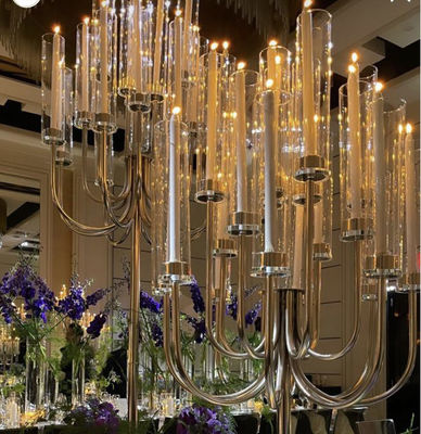 Fabrica personalizada 20 brazos candelabro de oro para decoración de eventos