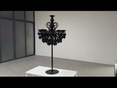 Nuevo candelabro de cristal negro candelabro para el centro de la boda