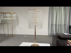 Nueva pieza central de la boda portavelas de oro florero con cadenas de cristal